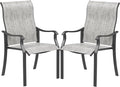 UDPATIO Patio Dining Chairs Set of 2, High Back Wide Seat Outdoor Furniture Chairs with All Weather Breathable Textilene, for Lawn Garden Backyard Deck, Grey White