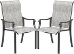 UDPATIO Patio Dining Chairs Set of 2, High Back Wide Seat Outdoor Furniture Chairs with All Weather Breathable Textilene, for Lawn Garden Backyard Deck, Grey White