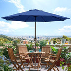 Blissun 9' Outdoor Patio Umbrella, Outdoor Table Umbrella, Yard Umbrella, Market Umbrella with 8 Sturdy Ribs, Push Button Tilt and Crank