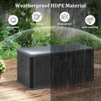 Tangkula 100 Gallon Outdoor Storage Box, Resin Outdoor Storage Bench with Lockable Lid, Waterproof Deck Box for Garden Tools, Pool Accessories, Cushions