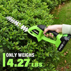SOYUS Hedge Trimmer Cordless, 2-in-1 Handheld Hedge Trimmers, 20V Electric Grass Shear & Shrubbery Trimmer, Battery Operated Grass Cutter for Garden/Lawn with Charger and Battery
