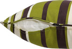 Outdoor Throw Pillow with Insert 18x18 Inch, Set of 2, Piping Edge Waterproof Fade Resistant Decorative Fluffy Pillows for Patio Furniture Chair Bench Couch Sofa - Green Striped