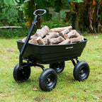 BILT HARD 1200 lbs 7 Cu Ft Poly Garden Dump Cart with 2-in-1 Convertible Handle, No Flat Tires, Quick Release, Dump Wagon Heavy Duty for Yard, Outdoor