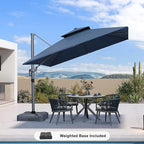 PURPLE LEAF 10 FT Cantilever Patio Umbrella Outdoor Umbrella with 220lbs Base Large Square Windproof Offset Umbrella for Pool Deck Garden, Ocean Slate