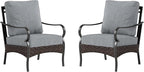 PHI VILLA Outdoor Wicker Chairs Sofa of 2, All Weather High Back Rattan Chairs 2 Seats with Comfy Cushions for Porch Deck