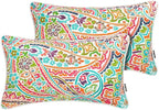 FUNHOME Set of 2 Outdoor Lumbar Pillows with Insert, 12”x20” Water-Repellent Fade Resistant Patio Lumbar Pillow, Decorative All Weather Lumbar Pillows for Home Coach Sofa Use-Melora Paisley