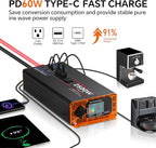 2500W Pure Sine Wave Inverter, Car Power Inverter 12V to 110V 120V, DC to AC Converter Generator with AC Outlets 3.0A USB Type-C, Remote Controller LCD Display Truck Inversor for Vehicles, RV