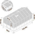 BlueWish 8x14FT Greenhouse, Greenhouses kit with Cedar Frame, Wood Greenhouse with Adjustable Vent, Lockable Door, Green House for Outside, Garden, Backyard,Light Brown Mocha