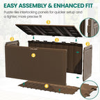 90 Gallon Outdoor Deck Box, Waterproof Outdoor Storage Box, Durable Resin Bin for Patio Cushions, Garden Tools and Pool Accessories, Lockable with UV Protection, Brown, Patio Furniture