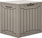 YITAHOME Outdoor Resin Storage Box 31 Gal, Water-resistant Patio Deck Box Outdoor Storage Box for Pillows, Garden Equipment, Securely Lockable, Light Brown