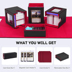 Marsguard Trading Card Deck Box with Commander Display，4 in 1 MTG Storage Holds 300+ Double-Sleeved Cards，3 Deck Boxes & Dice Tray Included，Fits MTG, TCG, PTCG & Sports Cards