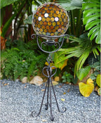 26.7" H Gazing Ball Stand, 9”D Metal Gazing Globe Stand for 10 Inches Garden Gazing Globes, Vintage Gazing Ball Holder Display for Indoor Outdoor