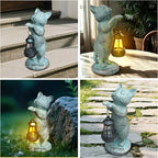 Cat Garden Statue Solar Outdoor Decor - Cat Statues for Garden Solar Lantern Figurine for Yard Patio Lawn Porch Pathway Landscape Ornament Unique Gift for Mom Women
