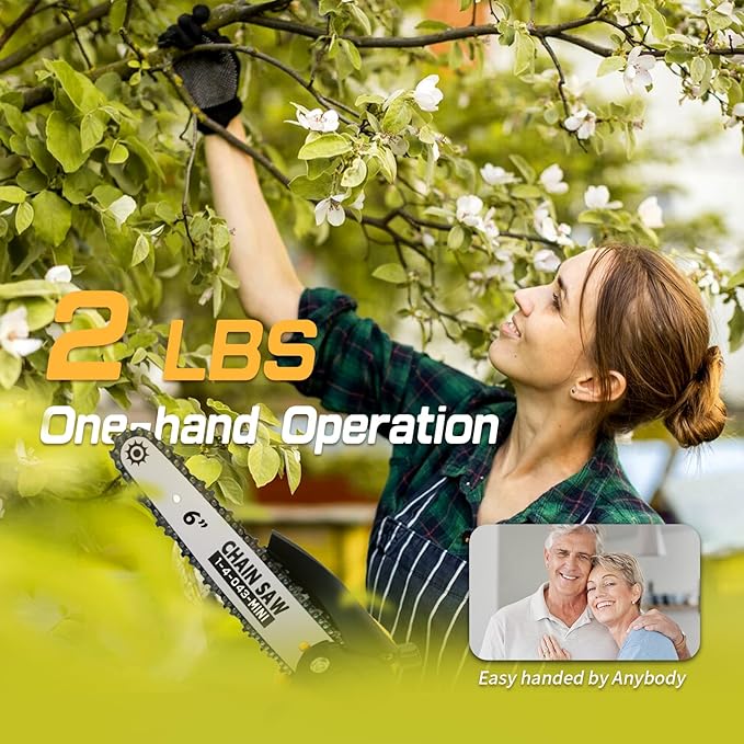 6 Inch Mini Chainsaw for Dewalt Battery 20v, Battery Powered(No Battery Included), Auto-Oiler, Brushless Hand-held Chain Saw with Safety Kit and Carrying Case for Wood Cutting,Tree Trimming/Pruning