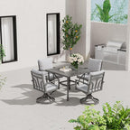 HAPPATIO 5-Piece Patio Outdoor Dining Set - All Aluminum Outdoor Patio Table and Chairs Set for 4 includes 1 Square Dining Table and 4 Swivel Dining Chairs, Patio Outdoor Dining Set for Lawn or Garden