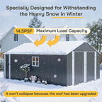 12x20 FT Garage Shed Outdoor Storage 1810 CU.FT Large Metal Garden Tool Sheds for Vehicle with Lockable Doors Floor Frame Window Gable Roof Waterproof for Backyard Patio Lawn, Black