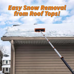 4-12 ft Telescoping Snow Roof Rake // High Reach Solar Panel Snow Removal Tool for Roofs, RVs & Cars // Heavy Duty Snow Rake for House Roof // 13.6" Scratch-Free Soft Foam Blade // Push Pull Design