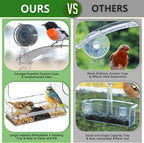 Window Bird Feeder with Strong Adhesive Suction Cups, Clear Bird Feeders for Window Viewing, Acrylic Window Bird Houses for Viewing Inside, Suction Bird Window Feeder for Cats