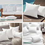 Codi 12x20 Pillow Insert Set of 4, Water Resistant Outdoor Lumbar Pillows for Patio Furniture