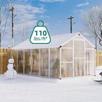 Garvee 8x12 ft Greenhouse - Aluminum Greenhouses for Outdoors, Large Polycarbonate Greenhouse with Roof Vent, Heavy Duty Walk-in Green Houses for Outside Garden, Backyard, Patio, Lawn, Easy Assembly