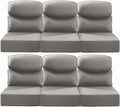 Luxury 24x24x6 Inch Smile Patio Cushions for Outdoor Furniture Set of 6 - Thick Back & Deep Seat Outside Replacement Chair Pillows for Rattan Metal Glider Loveseat Sectional Sofa - Grey