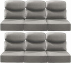 Luxury 24x24x6 Inch Smile Patio Cushions for Outdoor Furniture Set of 6 - Thick Back & Deep Seat Outside Replacement Chair Pillows for Rattan Metal Glider Loveseat Sectional Sofa - Grey
