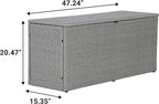 happimess TRK1001A Nino 47.24" Modern Minimalist Outdoor Faux Wicker Deck and Patio Storage Box, Gray, Soft-Close, for Package Delivery, Patio Furniture, Cushions, Gardening Tools, Pool Supplies