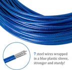 Belleone Swimming Pool Cover Cable and Winch Kit - 150ft Plastic-Coated Steel Pool Cover Wire & Aluminum Spring Loaded Pool Cover Ratchet for Above Ground Swimming Pool Winter Safe (Blue)
