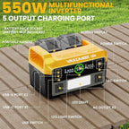 550W Power Inverter for Dewalt 20V, DC 20V to AC 110V Pure Sine Wave, Portable Power Station with 2 USB Ports & 1 AC Outlet & 1 Type-C Fast Charging, Battery Adapter with LED, Battery Not Included