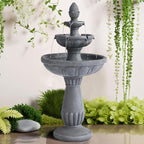 3 Tiered Outdoor Waterfall Fountains, Pineapple Top Water Fountain, Floor Garden Waterfalls Outside, Modern Cascading Flow Fountain for Garden, Yard, Patio, Home Decor