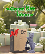 Solar Cat Garden Statues for Outdoor: Outside Sculpture Lantern Decor for Yard Lawn Porch Patio Balcony Decorations Gifts for Grandma Mom Women