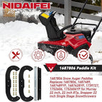 1687806 Snow Blower Auger Paddles Kit with 1752660AYP Scraper Replaces Snapper 1687489 1687489YP 1687628YP 1739727 1752606 1752606YP for Murray SS822E 7522ES 1022E 22" Single Stage Snowblower