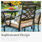 Sophia and William Outdoor Patio Dining Set for 6, Outdoor Table and Chairs, Removable Seat Cushions, 60" Black Patio Dining Table