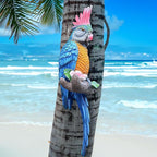 Teaeeno Tropical Hanging Parrot for Outdoors,Tropical Bird Wall Decor, Tiki Outdoor Decor,Home Ornament Decor for Tiki Bar,Perfect for Yard Ornaments,Tree Decorations Outdoor,Patio,Lawn,Tree Trunk