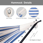 SUNCREAT 2-in-1 Convertible Free Standing Hammock with Stand Included, Camping Backyard Hammock with Stand, Patent Pending, Blue & White Stripe