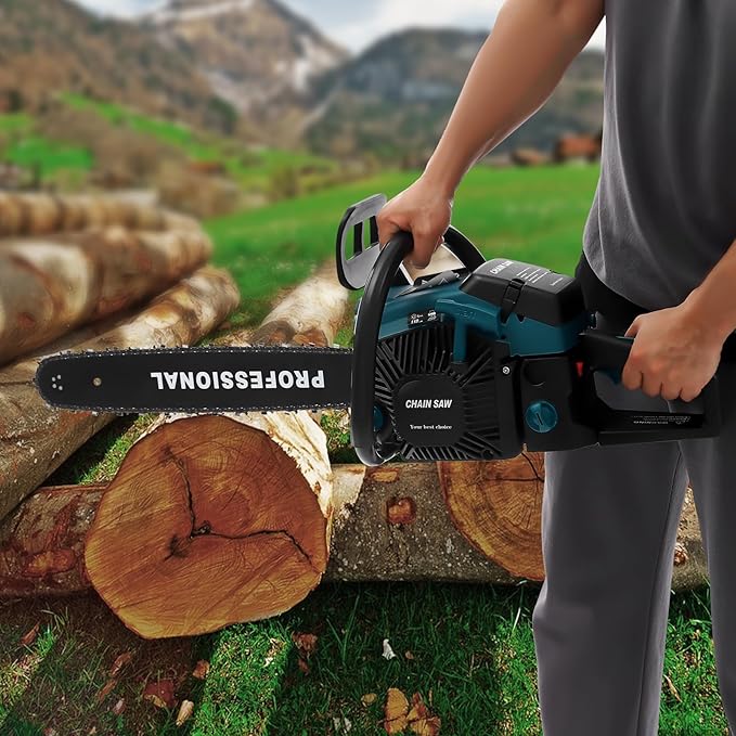 58cc Gas Chainsaw 20 Inch Gas Powered Chainsaws 2 Stroke Handed Petrol Gasoline Chain Saw Cordless Petrol Gas Chain Saws for Cutting Wood Outdoor Garden Farm Home