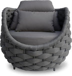 Patio Rope Accent Chair: Aluminum Single Seater Armchair - Large Woven Chair Cushioned - Modern Arm Chair Assembled - Assembled for 400lbs Outdoor Deck Balcony Porch Yard Garden Hotel, Dark Gray