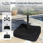 PHI VILLA 15ft Large Patio Umbrellas with Base, Outdoor Double-Sided Rectangle Market Umbrella for Pool Lawn Garden, Haze Blue