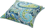 Magpie Fabrics Pack of 2 Indoor Outdoor Waterproof Throw Pillow Covers 18 x 18 Inch, Decorative Pillowcase Shell Cushion Sham for Garden Patio Tent Balcony Couch Sofa(Paisley Lapis Green)