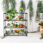 EAGLE PEAK Greenhouse Shelving Staging Double 4 Tier, Outdoor/Indoor Plant Shelves, 42"x17"x42", Green