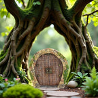 Brown Mini Fairy Garden Door for Tree, 3D Miniature Fairy Door, Bonsai Terrarium Micro Landscape Decoration Accessories, Garden Miniatures