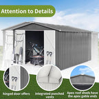12x10FT Heavy-Duty Metal Storage Shed, Extra-Large Outdoor Shed with Apex Roof, Steel Vents & Hinged Door, Includes Free Padlock for Secure Tool & Equipment Storage (Easy Assembly)