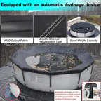 24 Ft Pool Cover, with Automatic Drain Round Pool Cover, One-Piece Quick Installation and Removal Above Ground Pool Cover, Preventing Waterlogging, UV Protected Solar Swimming Pool Cover