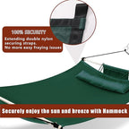 TegerDeger Anti-flip 12FT Hammock Large Hammock 450LB Capacity with Iron Spreader Bar & Nylon Rope for Outside, Patio, Garden, Backyard, Beach - Dark Green