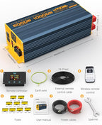 5000 Watt Power Inverter Pure Sine Wave 24V DC to 110V 120V 10000W Peak Heavy Duty Inverter with Remote Control and LED Display, 4 USB/Type-C Ports & 2 AC Outlets Car Charger for Vehicles RV