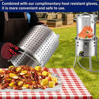 ARC 32QT Stainless Steel Turkey Fryer Kit With Burner, Seafood Boil Pot And Burner With Basket,Crawfish Boil Tamale Steamer Crab Boil Pot With Injector Thermometer, High Temperature Resistant Gloves