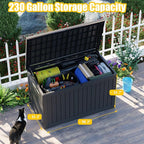 231 Gallon Waterproof Outdoor Storage Box,Large Resin Deck Box,Lockable Outside Storage Box Container for Patio Furniure,Garden,Pool Tools (231 Gallon,Black)