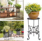 OwnMy Heavy Duty Cast Iron Plant Stand Indoor Outdoor Vintage Wrought Iron Round Flower Pot Holder Stand, 19.3" Tall Decorative Large Potted Plant Stand for Home Garden Patio, Retro-Brown