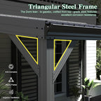Domi 12’x20’ Lean-to Gazebo, Hardtop Wall-Mounted Gazebo Pergola with Sloping Galvanized Steel Roof and Upgraded Drainage System, Outdoor Permanent Metal Shelters for Patio Backyard Deck, Grey