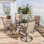 UDPATIO Patio Swivel Dining Chairs Set of 6, Outdoor Swivel Chairs High Back with All Weather Padded Textilene, Metal Rocking Frame for Lawn Garden, Brown
